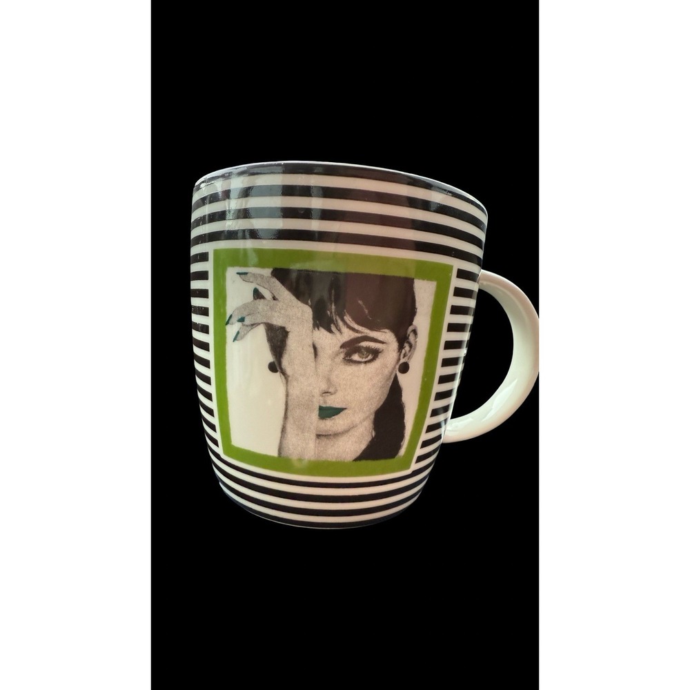 Discontinued Y2K Godinger Gatherings Pop Art Mug – Green Lip PortraitCollectible